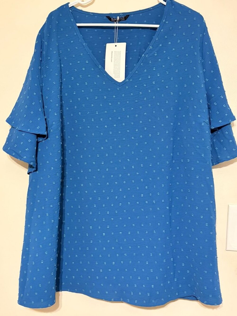 New NWT Women's Turquoise Bloomchic Short Sleeve Pullover Blouse Size 2X 22-24